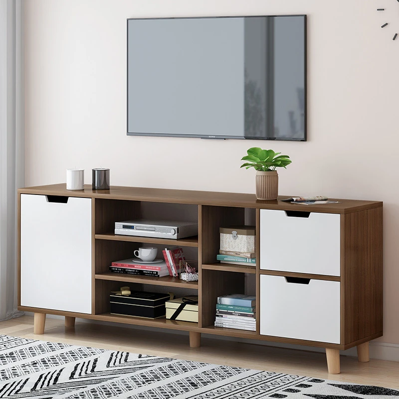 Elevated Nordic style TV stand, living room bedroom wooden simple TV cabinet combination