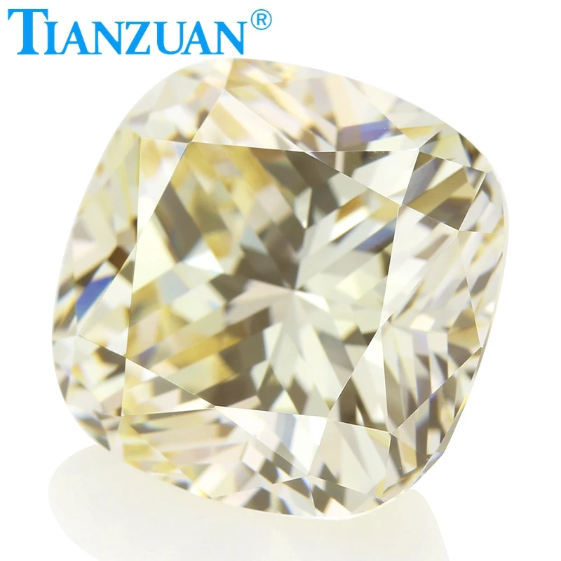 Свободные фианиты класса 6A, форма подушки, Алмазная огранка, маленький желтый цвет, кубический цирконий, искусственные драгоценные камни