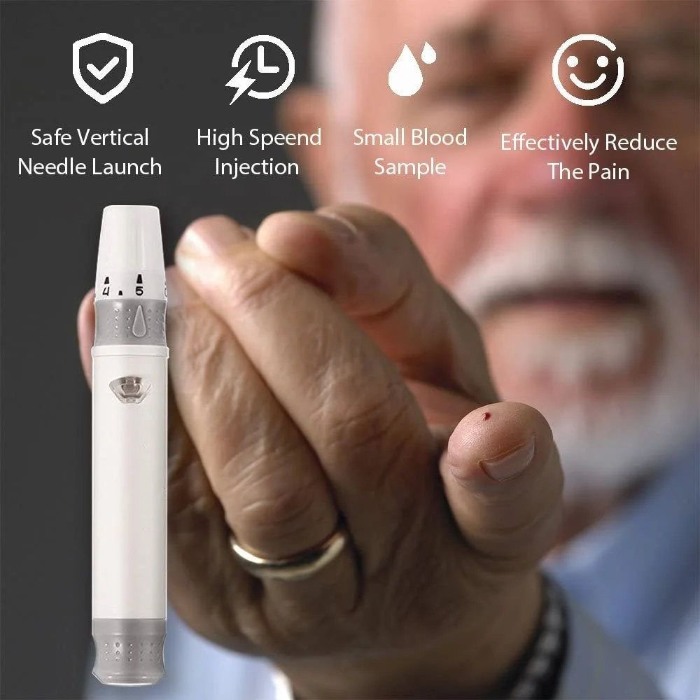 Sinocare Upgraded Painless Blood Lancet Device Pen,Small Adjustable Blood Lancing Device with Lancets