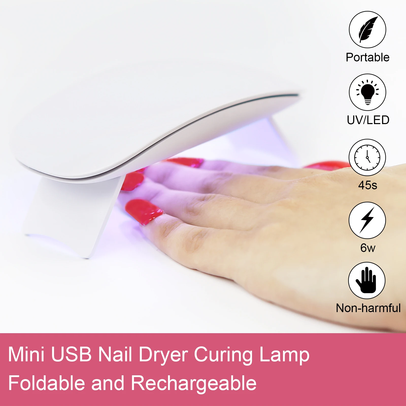 Beauty Personal Care Nail Suppliers Nail Equipments Led Uv Smart Mini Lamp 4 Colors Second Gear Timing Function 6w