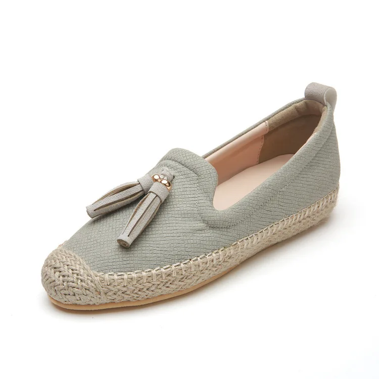 Leisure comfortable daily life raffia weave linen plimsolls loafers hemp rope fisherman women flat shoes