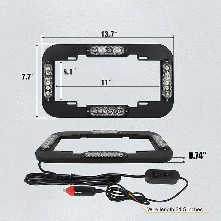 18 Flashing Patterns Multi Colors LED Warning Licence Plate Lights 12V 24V 24W Number Plate Stroke Light Traffic Safety Alarm