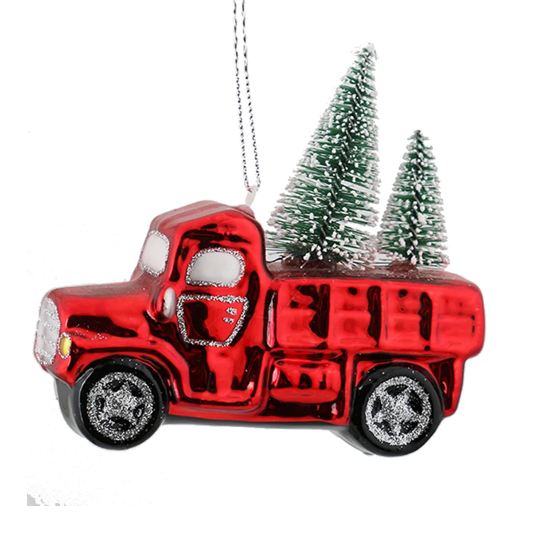 Baoying Yibo, оптовая продажа, хит продаж, рождественское стекло, автомобиль/грузовик, подвесное украшение на дерево