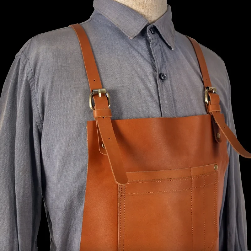 CHANGRONG Custom high quality vintage butcher carpenter work Genuine leather apron