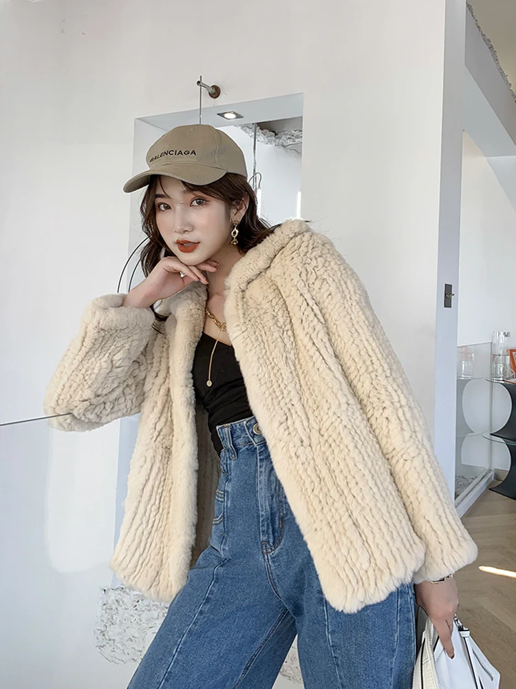 YR1198 Lovely soft color fashion garment jacket rex rabbit fur jacket women clothing
