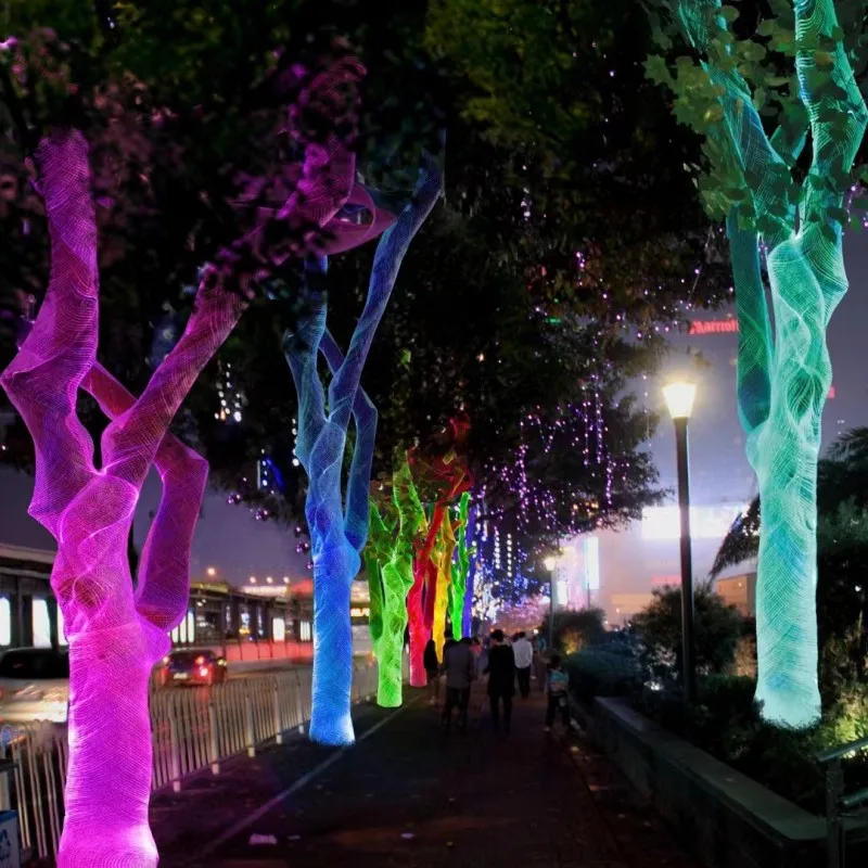 Indoor Outdoor IP65 LED Fiber Optic Star Ceiling Net Lights Kit Christmas Garden Lighting Decor Neon Mesh Indoor Outdoor IP65