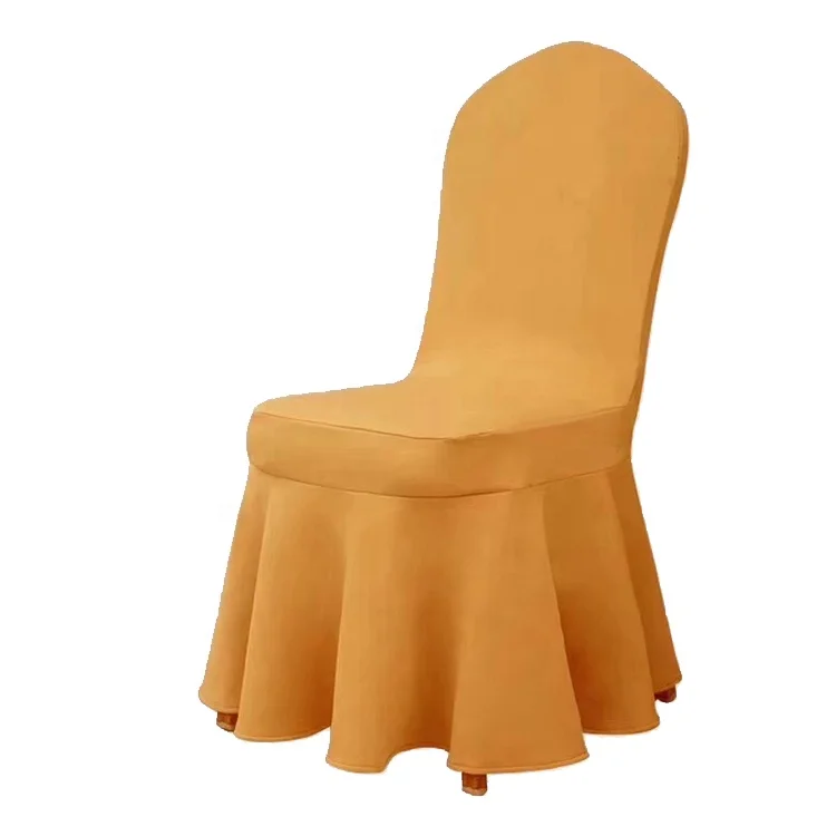 Hot selling high quality 220g customizable blue thickening comfortable elastic big wave skirt hotel banquet chair cover