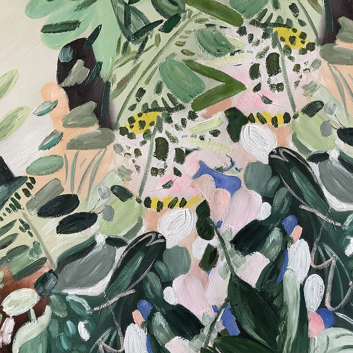 Home Decor Abstract Green Flowers Oil Painting art Canvas Large Modern Floral Acrylic Painting Boho Living Room Wall Art Decor
