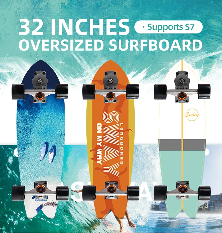  Новый дизайн 32 дюймов S7 грузовик Канада клен Surfskate оптовая продажа рыбы для серфинга катания на