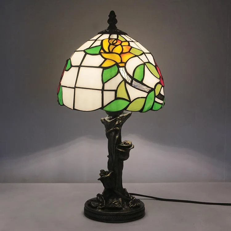LongHuiJing Tiffany Stained Glass table lamp Bar Restaurant Crystal desk Lamps Mediterranean Blue Dragonfly Light