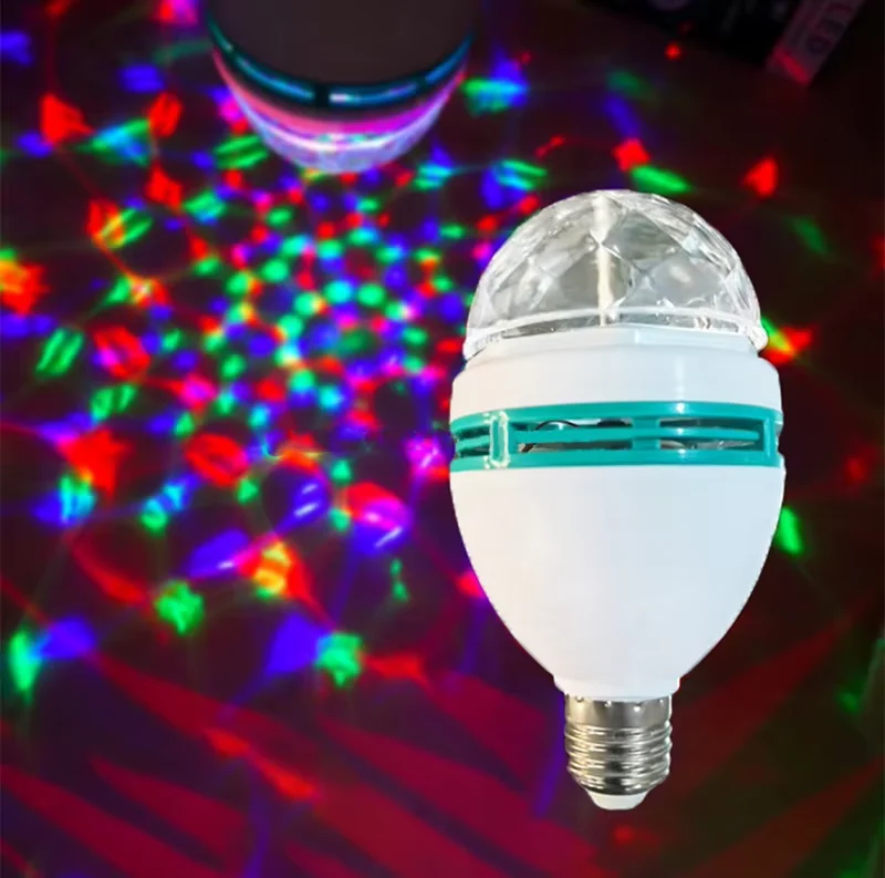 Мини E27 светодиодная лампа RGB волшебный цветной проектор автомобильные вращающиеся сценические огни AC220V/110V для праздничной вечеринки бара KTV диско