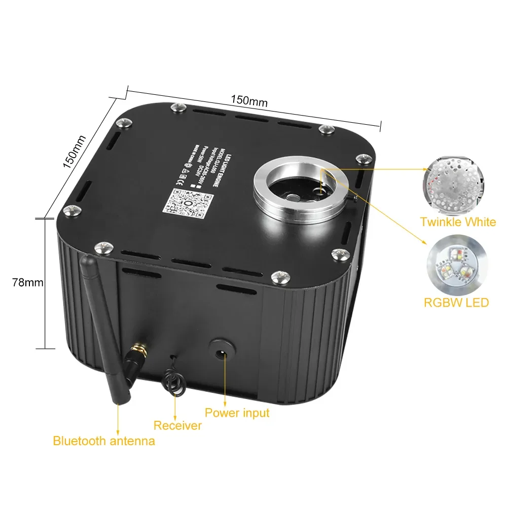 Bluetooth Управление приложениями RGBW 50 Вт мерцание волоконно-оптический свет двигателя Звездный потолочный светильник для украшения интерьера автомобиля
