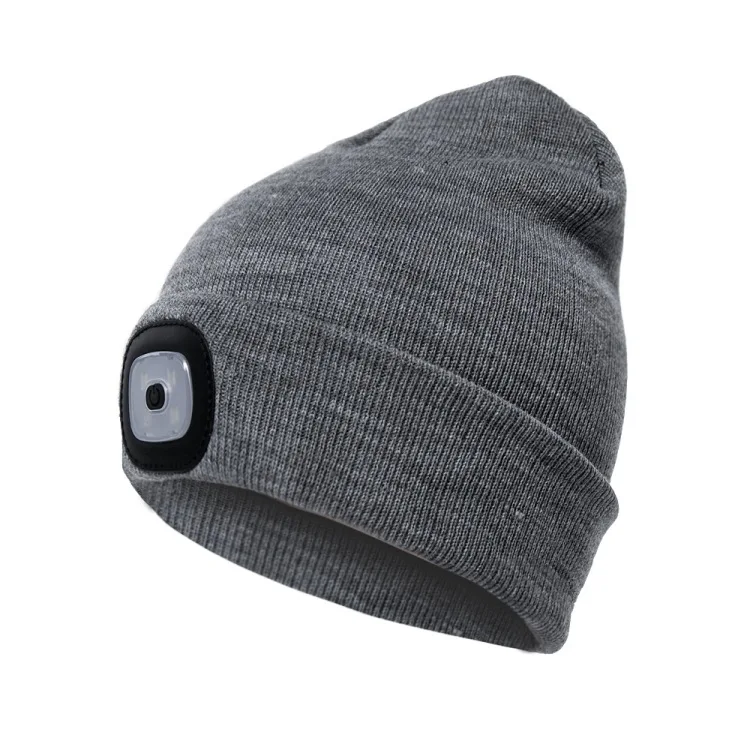 three speed dimming night outdoor sports knitted hat LED headlamp acrylic knitted beanie hat