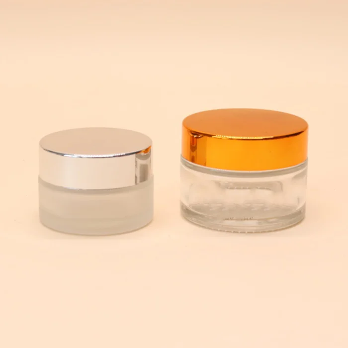 Metal plastic lid glass jar 5g 10g 15g 20g 30g 50g 2oz 3oz 4oz glass cream jar with lid custom glass jar LOGO
