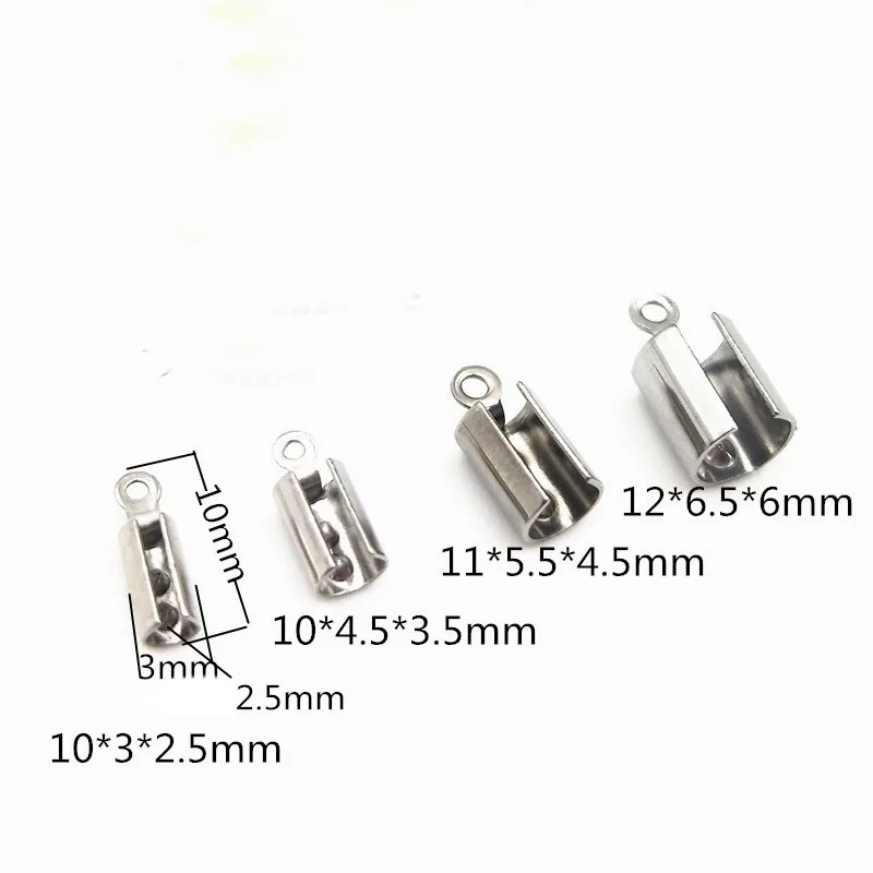Round Stainless Steel Connector End Clip Clasp Cord End Caps For Jewelry Leather Rope