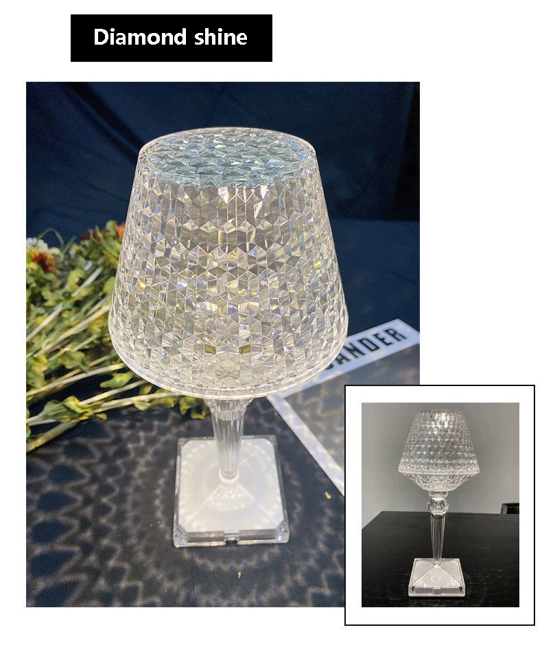 Wireless Battery Crystal Desk Lamp With Touch Home Restaurant Bar Decor Atmosphere Lamp Rechargeable Led Portable Table Light