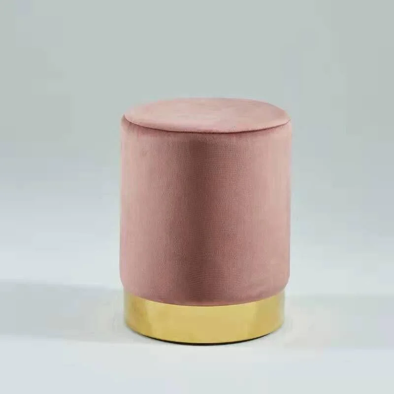 2022 New design living room furniture golden chrome metal frame velvet cheap beautiful ottoman