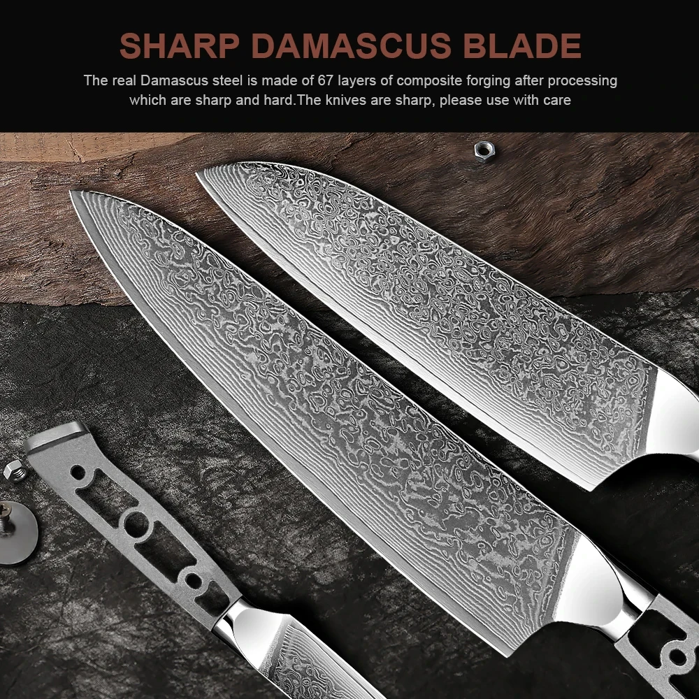 XITUO Handmade DIY Blades Damascus Steel Kitchen Knife Blank Blade 67 Layers VG10 Sharp Tool Personalized custom DIY knife