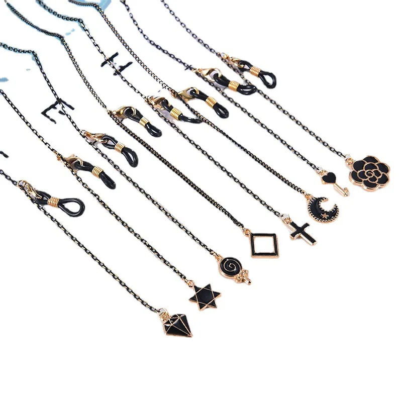 New Simple Metal Glasses Chain Black Gold Pendant Trendy Texture Hanging Neck Temperament Anti-lost Masking Chain