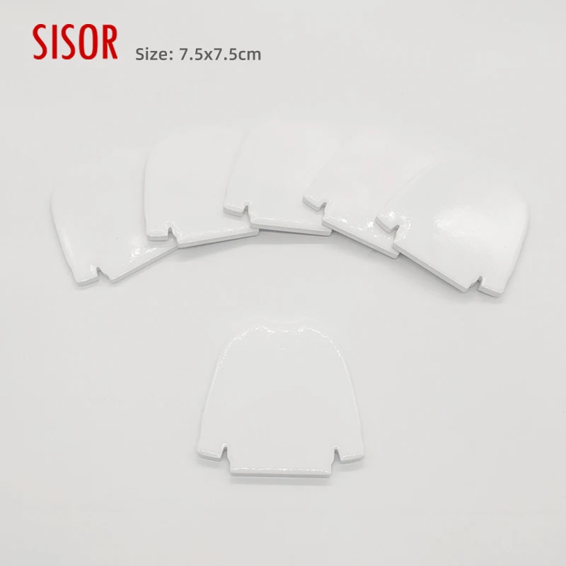 Wholesale clothing shape decoration Sublimate blank Ceramic refrigerator magnet Custom printed tile magnet with soft magnetic ba