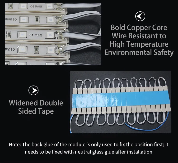 DC12V 3LEDs SMD 5050/5630/5730 Epoxy IP65 0.72W 5054 LED Module Encapsulation Series Durable and Efficient