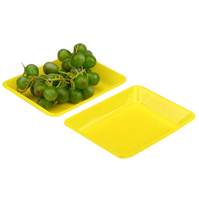 Colorful Disposable Plastic Food Packaging Flat Tray For Fruit Vegetable And Meat