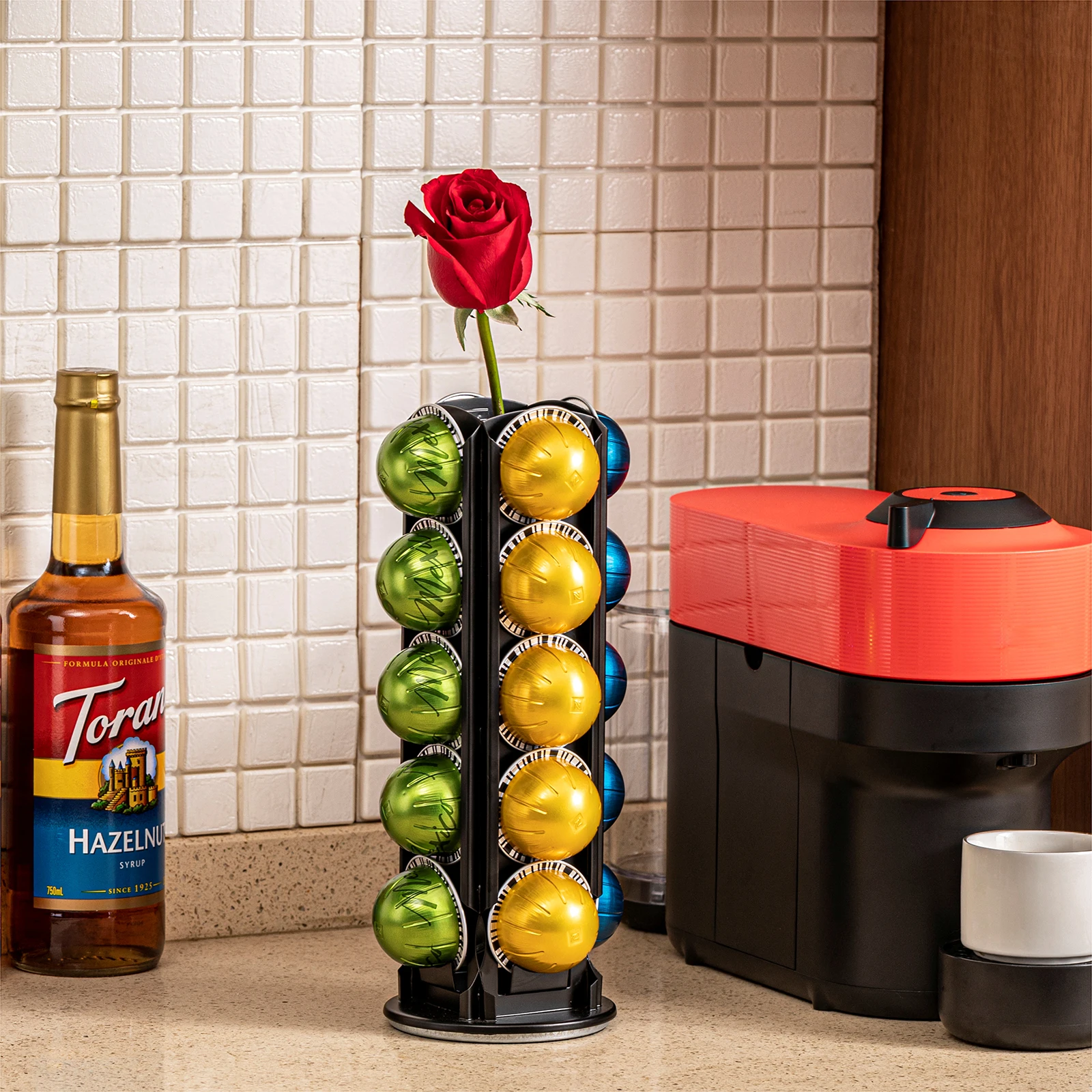 20pcs Single-Tier Metal Nespresso Pod Storage Stand PC Material Coffee Pod Tassimo Holder for Food Display Coat Use Drawer Shape