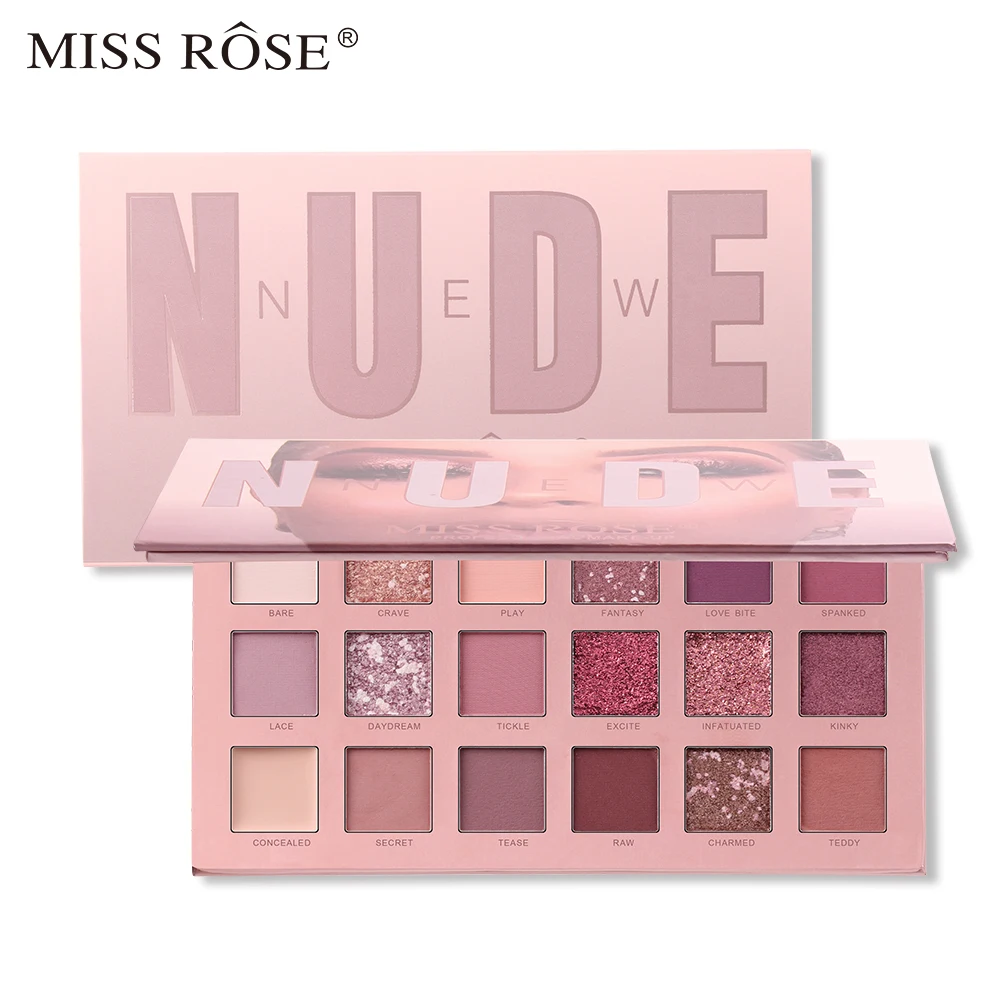 MISS ROSE 18 Color Eyeshadow  Mashed Potatoes Eyeshadow Pearlescent Matte Sunset Desert Rose Eyeshadow Palette