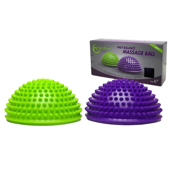 Zhensheng eco-friendly PVC half sphere massage ball balance training half yoga ball with spine
