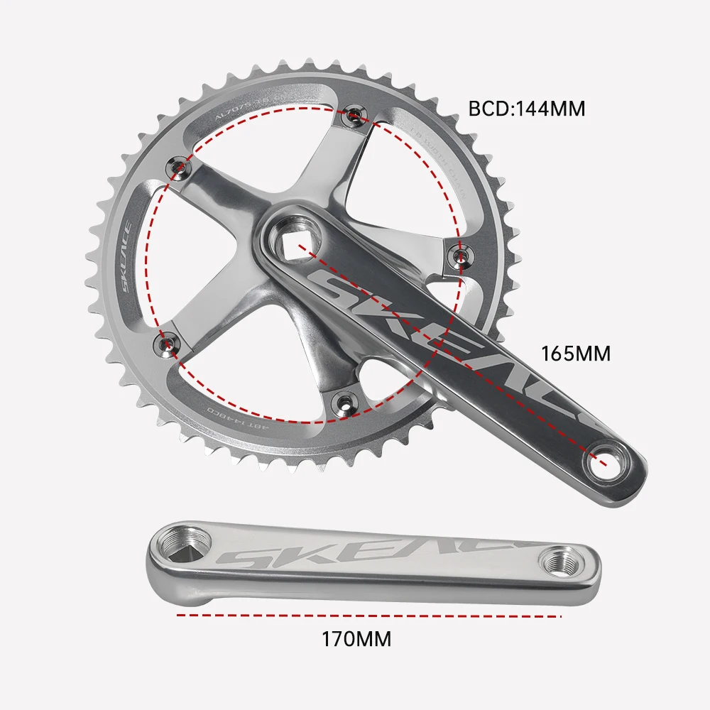 Aluminum Alloy A11-AS210 165mm/170mm Crankset Chain Wheel 144MMBCD 48T/49T Gear bike crank set with CNC Integrated Molding