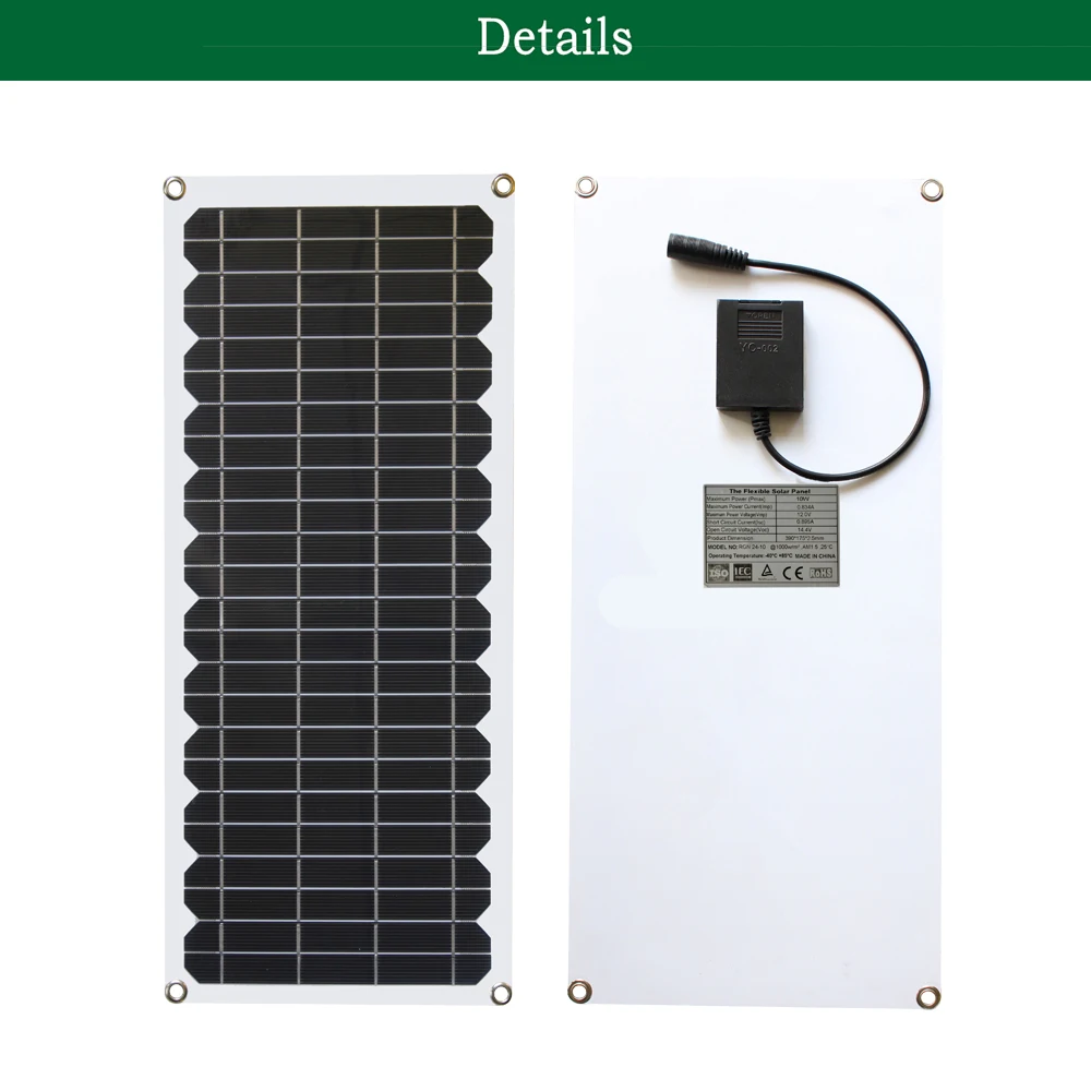 
RG 18V 10W Flexible Solar Panel Kit with Crocodile clip and Car Charger 