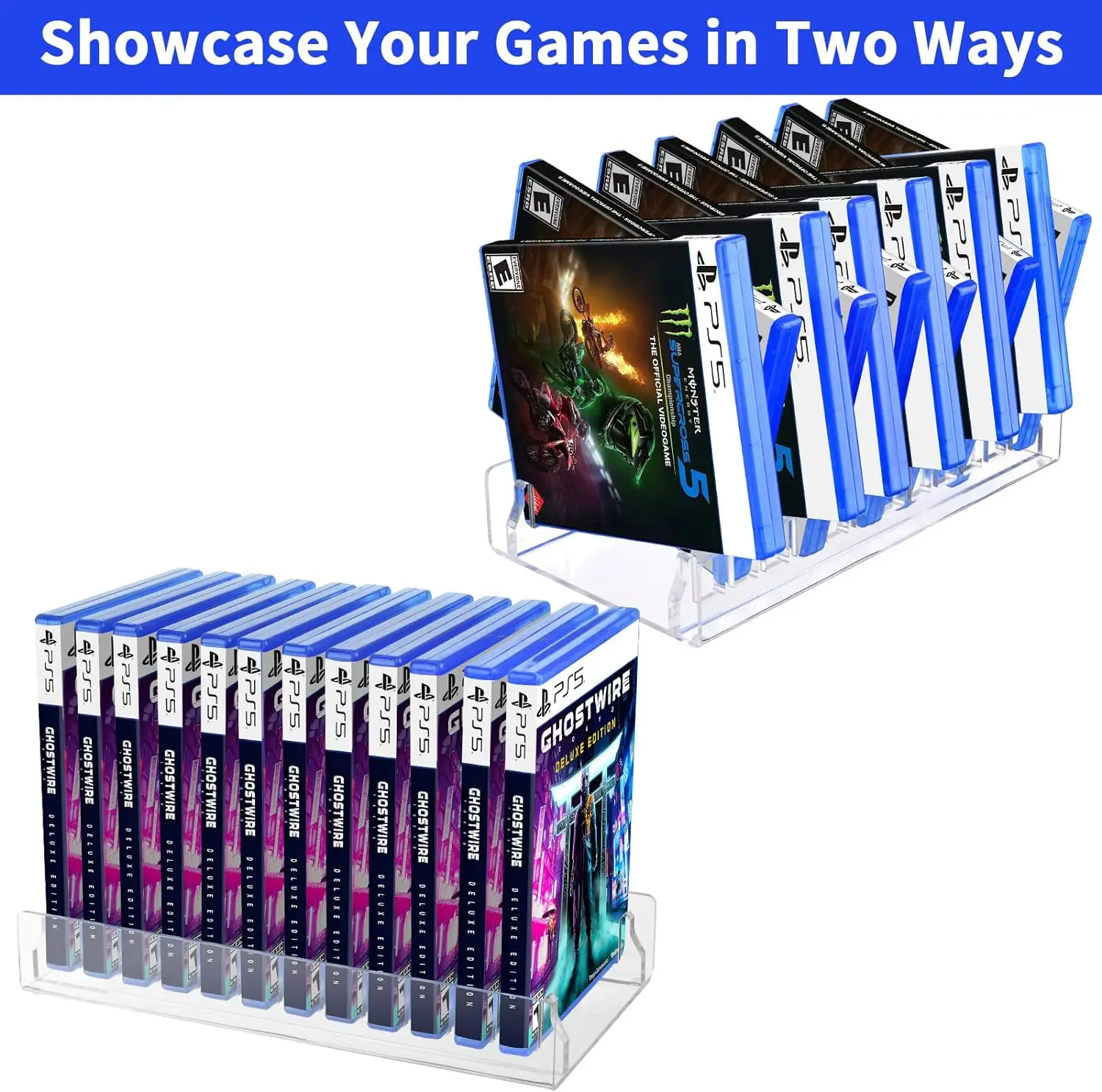 Acrylic Game Storage Organizer Stand, Upgraded Switch Game Display Holder Fits up to 12 Games Box - Clear