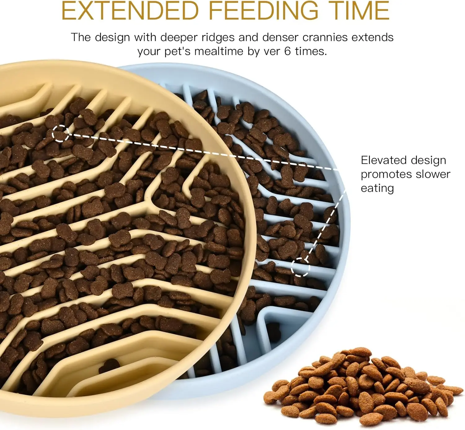 ZMaker Slow Feeder Dog Bowl with Suction Cups Rounded Puzzle Silicone Dog Feeding Bowls Non-Slip Design Dog Slow Feeder Bowl