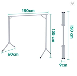 Heavy Duty Rolling Commercial Double Rail Clothing Garment Rack With Wheels Expandable Rods Collapsible Clothes Rack