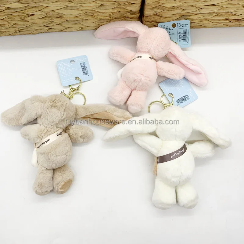 15cm Long eared Happy Rabbit with backpack,Perfume Stuffed Toys,Super soft plush toy for girl gifts with keyring phone holder