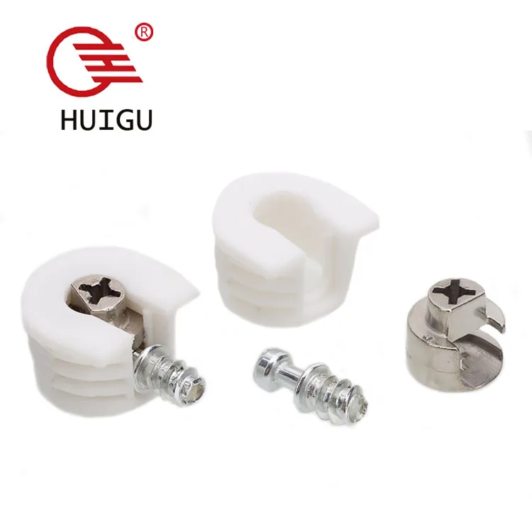 Wood connectors three-in-one connection accessory white color cabinet joint connector