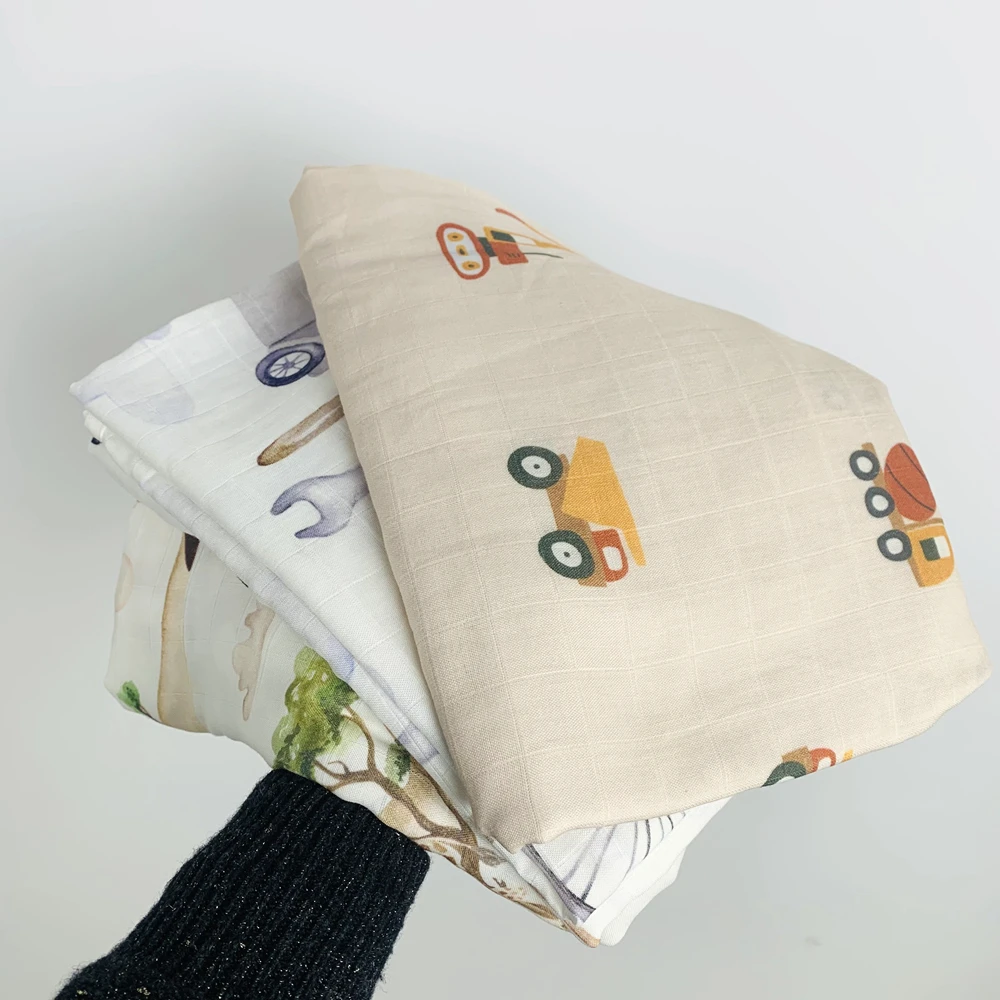 High Density Boho Rainbow Sublimation Baby Bamboo Organic Cotton Muslin Swaddle Wraps Receiving Blankets