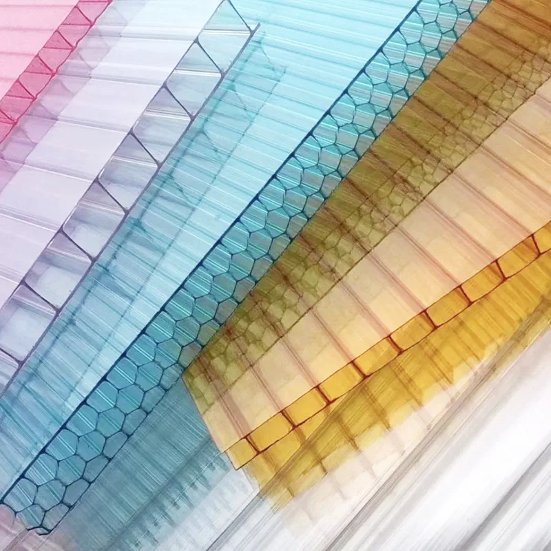 Factory 4mm 6mm 8mm 10mm colored clear twin wall pc multiwall polycarbonate hollow sheet skylight roofing