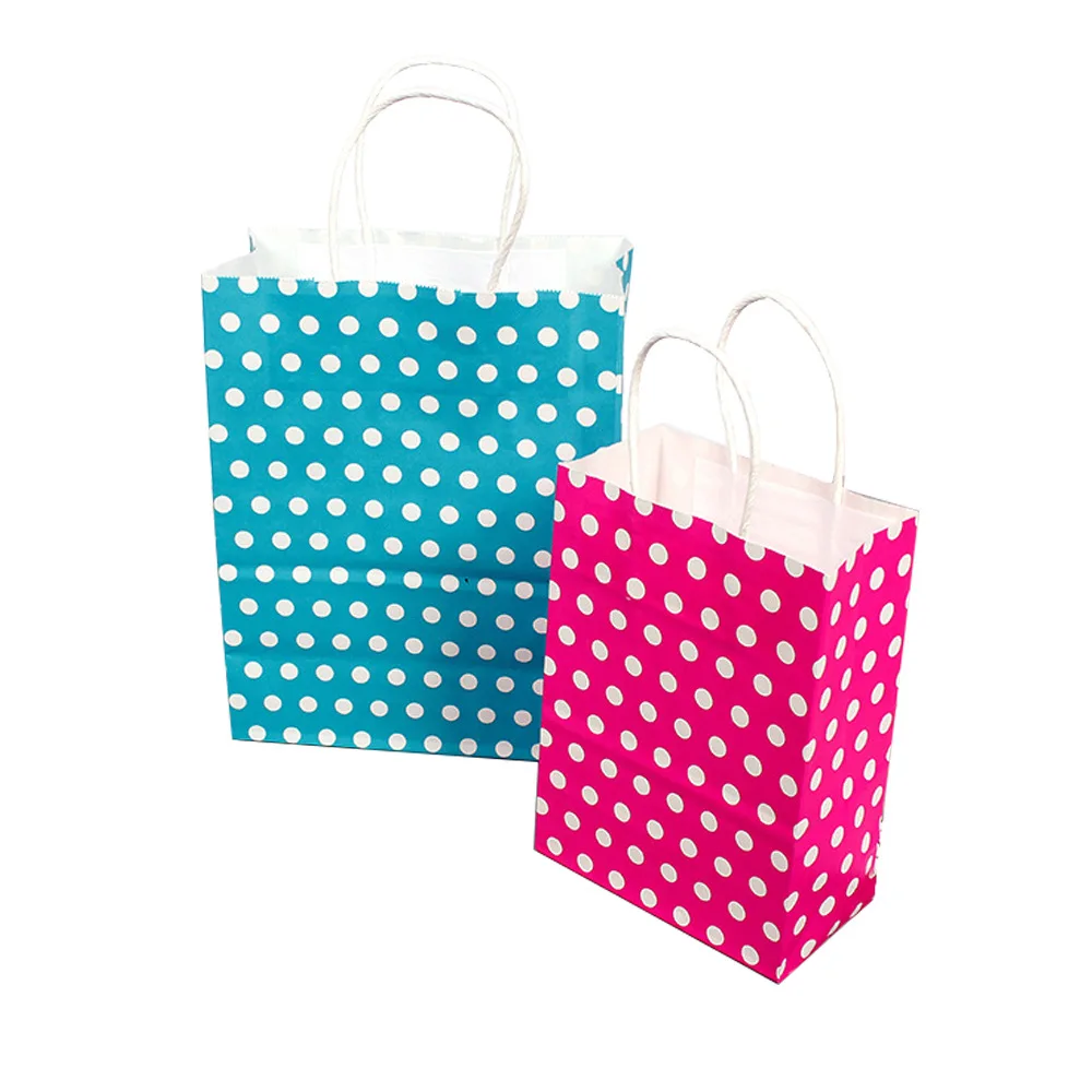 Spot Polka Dot White Kraft Paper Bag Clothing Packaging Bag Custom Gift Bag Kraft Paper Handbag Custom Logo