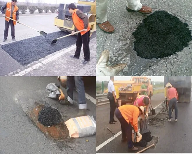 Pothole patching roads in winter cold asphalt from Roadphalt