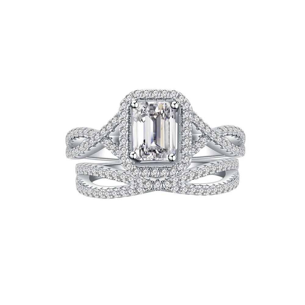 Hot 925 Sterling Silver Ring Set Female Engagement Wedding Band Bridal Vintage Stacking Rings For Women Fine Jewelry