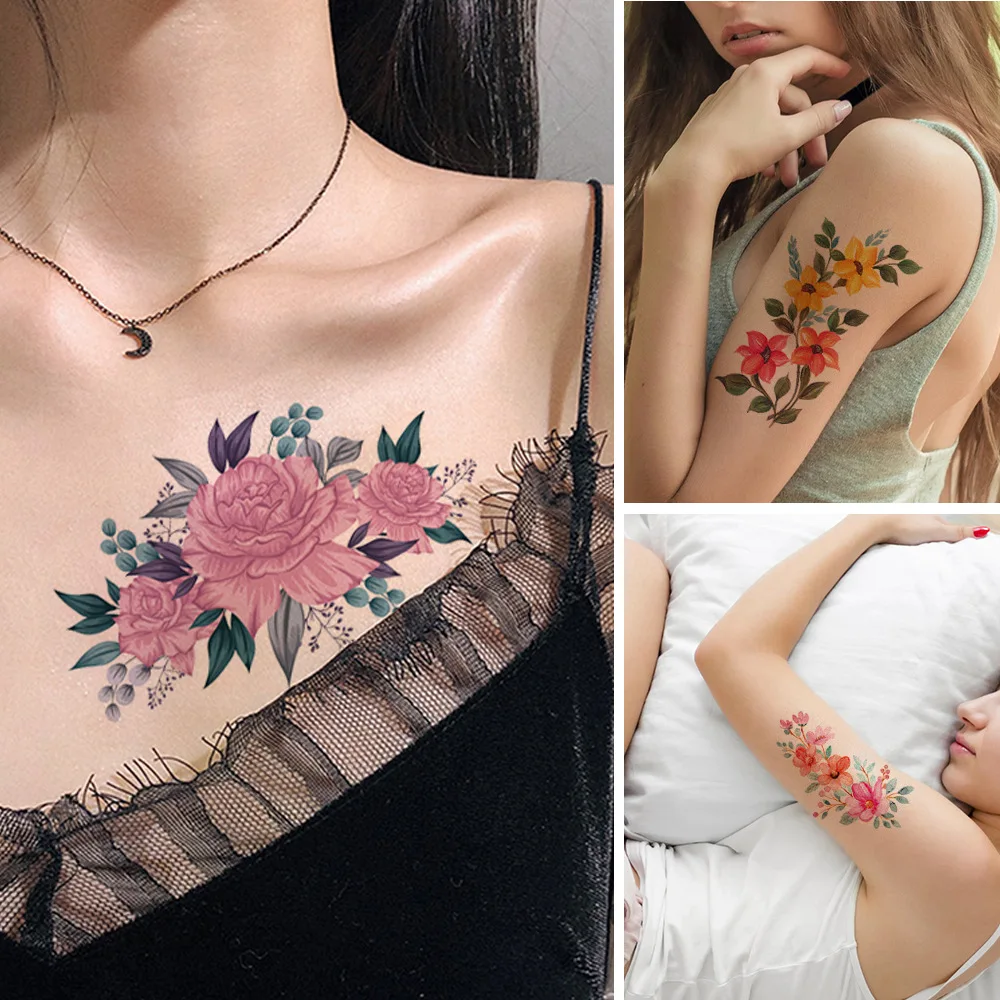 Custom lifeline temporary design rose neck hand sexy tattooings are flowers the sketches flower tattoos picture tattoo sticker