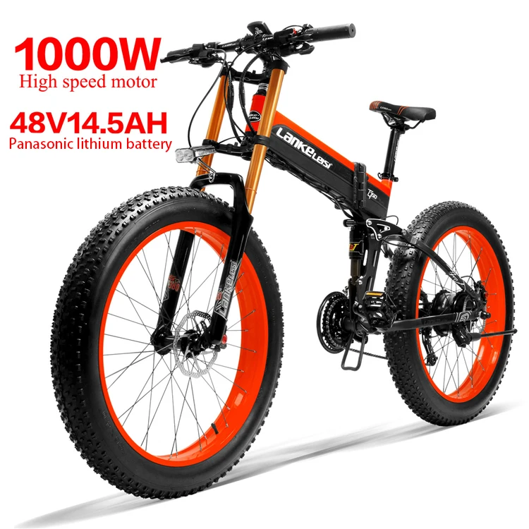 
EU CE certification T750PLUS 27-speed mountain bike 48V1000W14.5AH lithium battery 26 inch fat tire folding electric bicycle 