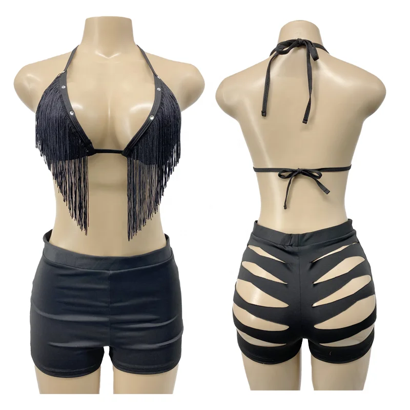 Vadulyer Wholesale Custom Sexy Pole Dance Clothes Stripper Tassel Rhinestones Stripper Outfits