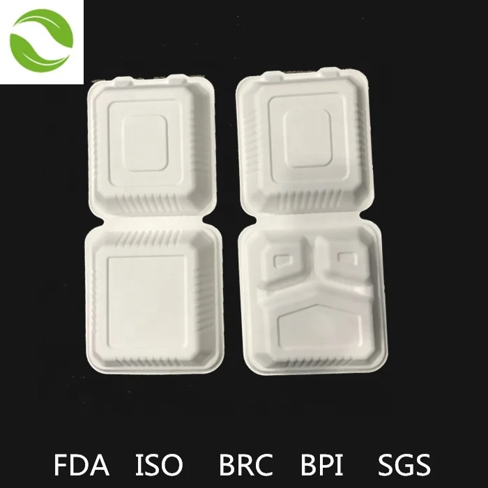 Paper Box Compostable lunch box biodegradable sugarcane paper pulp tableware