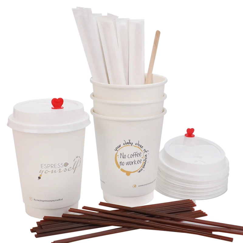 Одноразовая бумажная чашка для кофе с логотипом на заказ с куртками