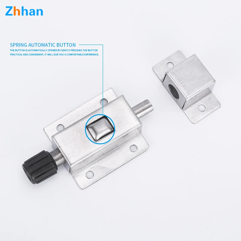 Hot Sale Stainless Push Button Door Latch Spring Slide Bolt Lock