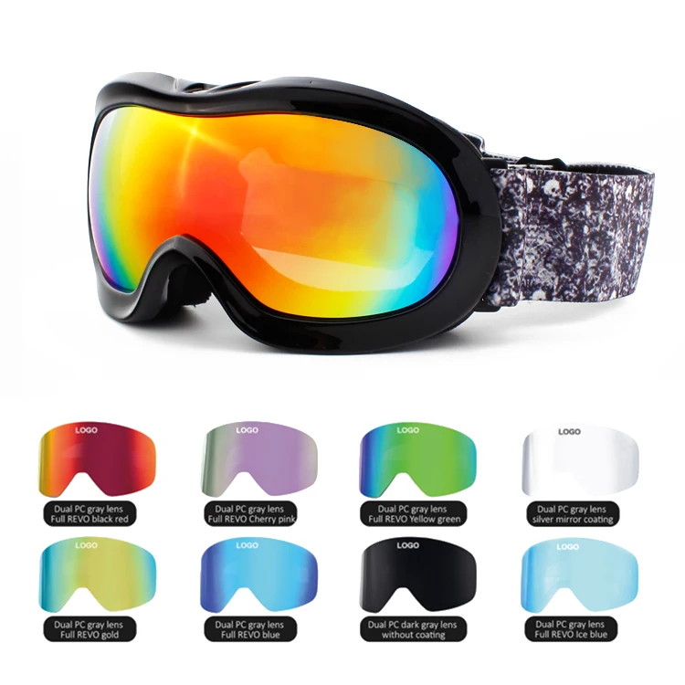 Professional manufacturer best water transfer color anti fog children ski snow goggles