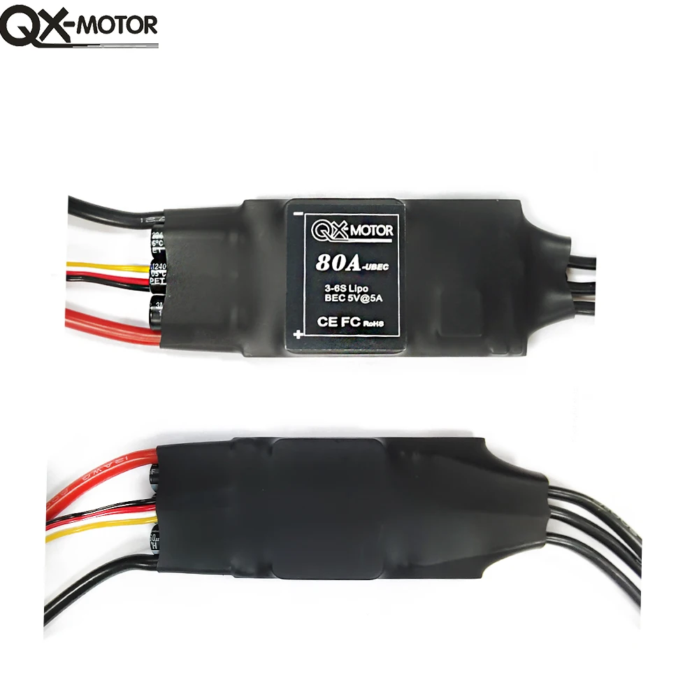 QX-MOTOR 80A 3-6S Brushless ESC with 5v BEC for 64mm 70mm EDF Model Fixed-Wing Aircraft RC Parts & Accs