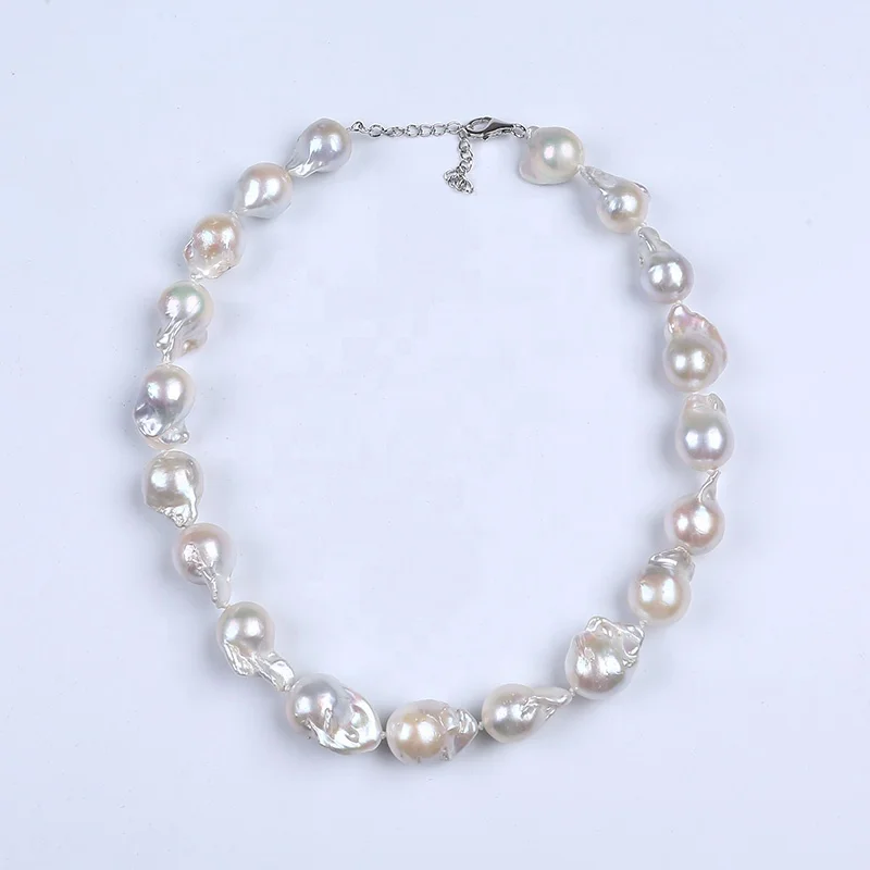 13-15mm freshwater pearl jewelry necklace with sterling silver clasp